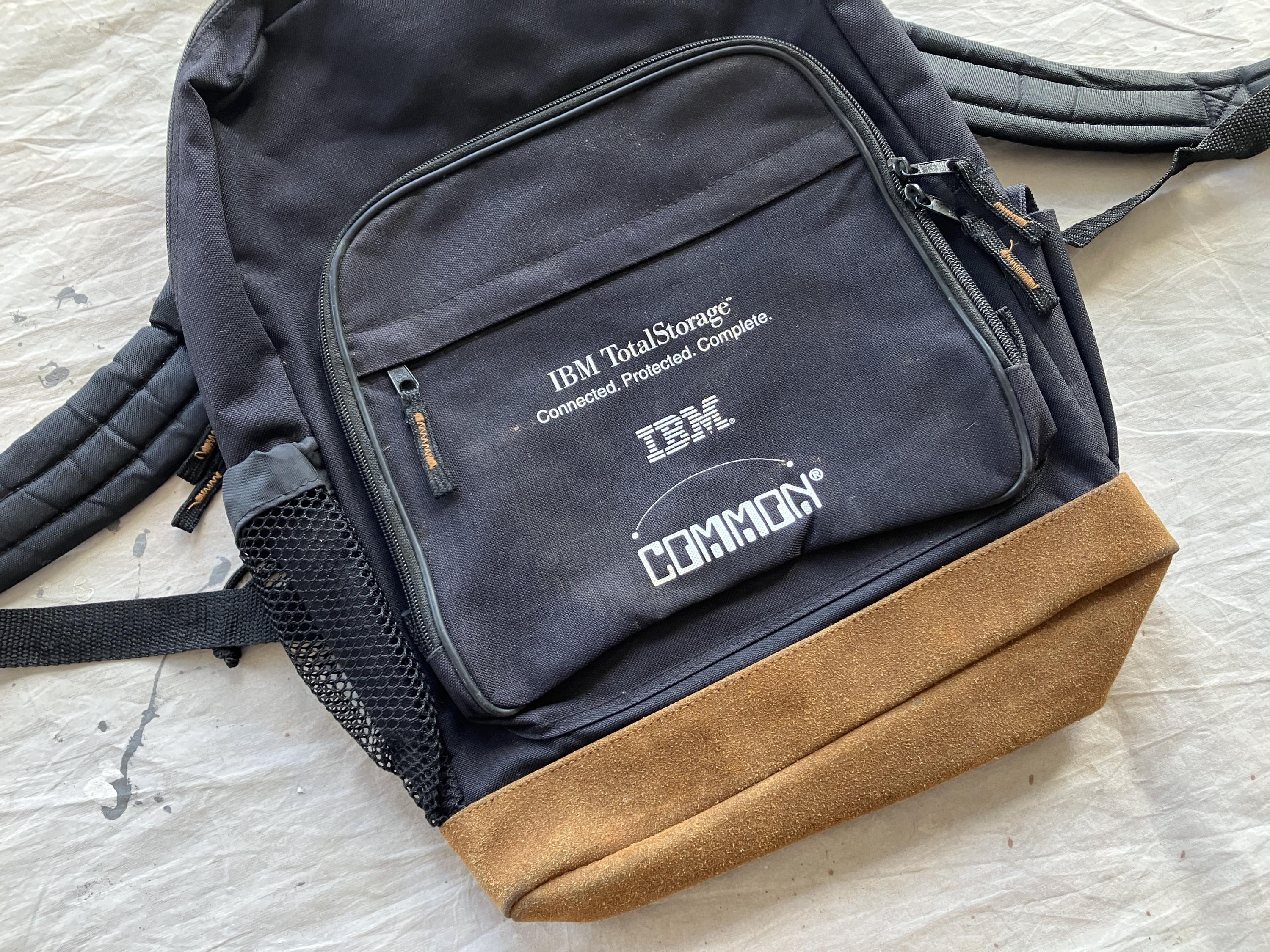 希少 1990s archive docking nylon backpack Vintage 90s IBM Black Leather Bottom Backpack / 1990s Nylon Book