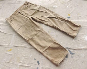 Pantalones de carpintero desgastados Dickies de los años 90 (38 x 30) / Pantalones de pintor de lona marrón