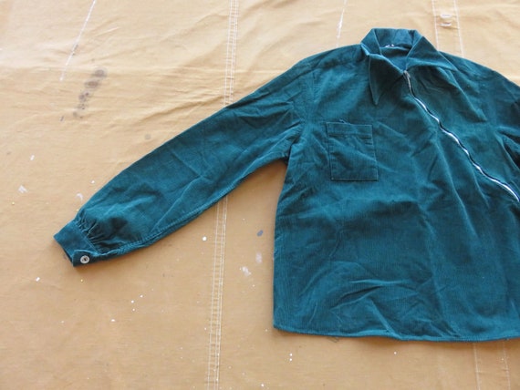 Small 60s Slant Zipper Women's Corduroy Shirt / M… - image 7