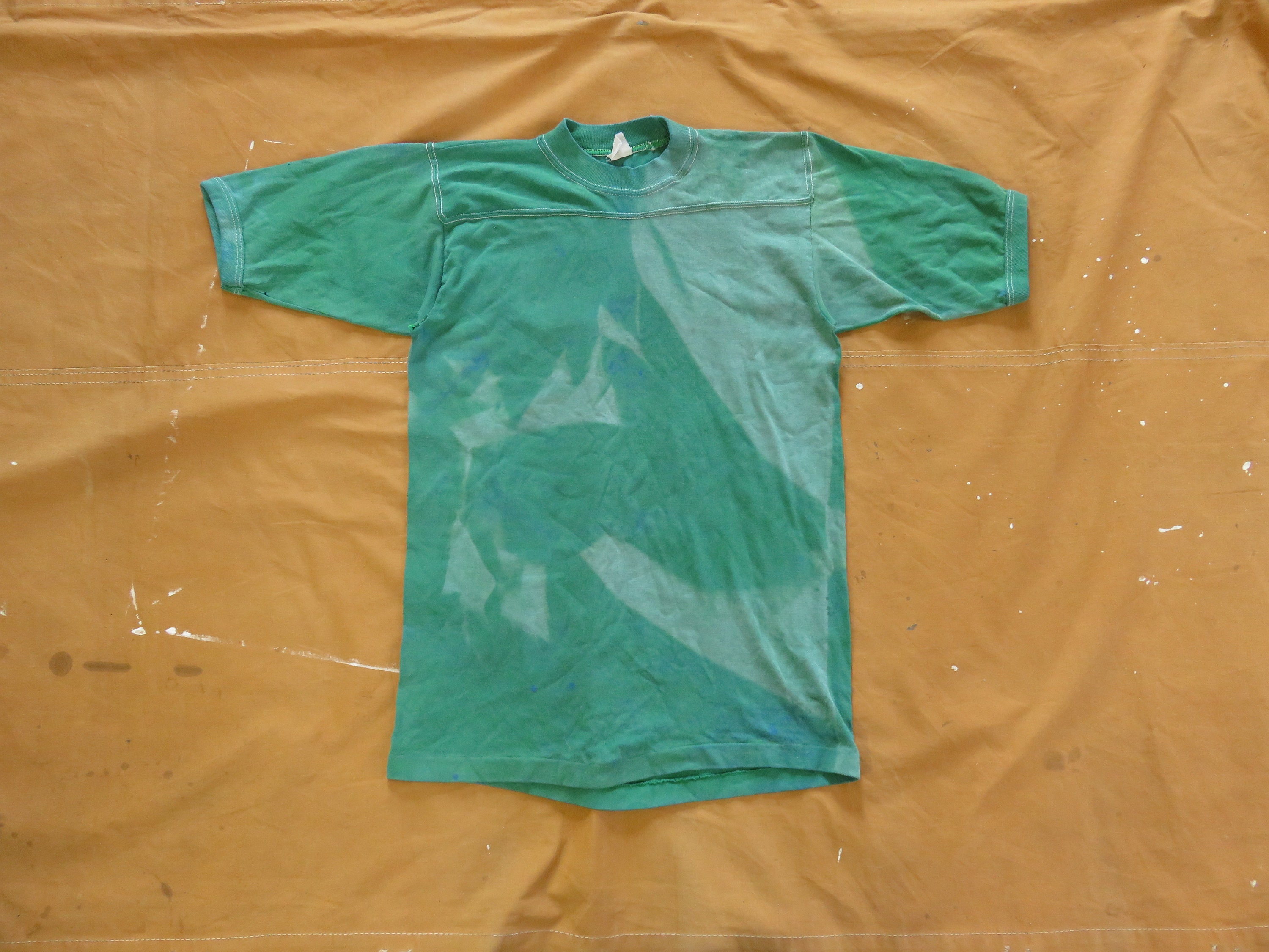 Small 70s Sun Faded Green Tshirt / Green Cotton Sun Bleached Etsy