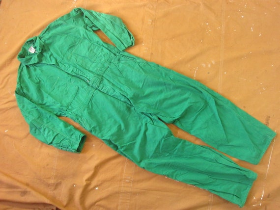 XL / Size 46 60s Green Cotton Coverall Suit / 1960