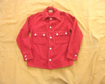 Small 40s Red Wool Flannel Shirt / Great Western Robitshek-Schneider, Minneapolis MN, 1940s Work Hunting Shirt