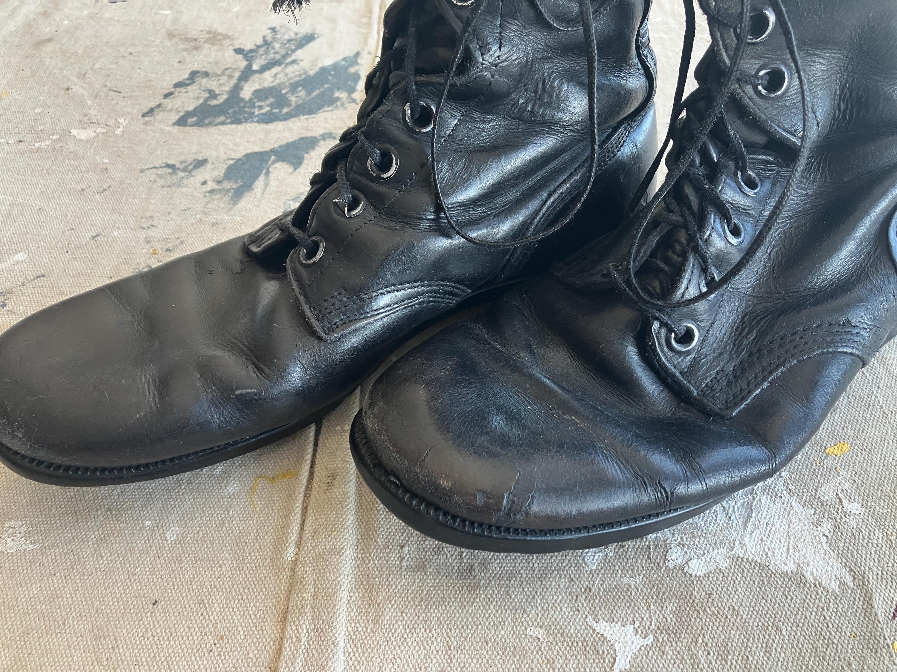 Men's 9 Wide 70s US Army Combat Boots / Military Zig Zag Sole