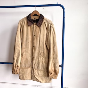 Manteau de travail en toile Woolrich vieillie des années 90, taille moyenne/grande, doublure amovible en laine.