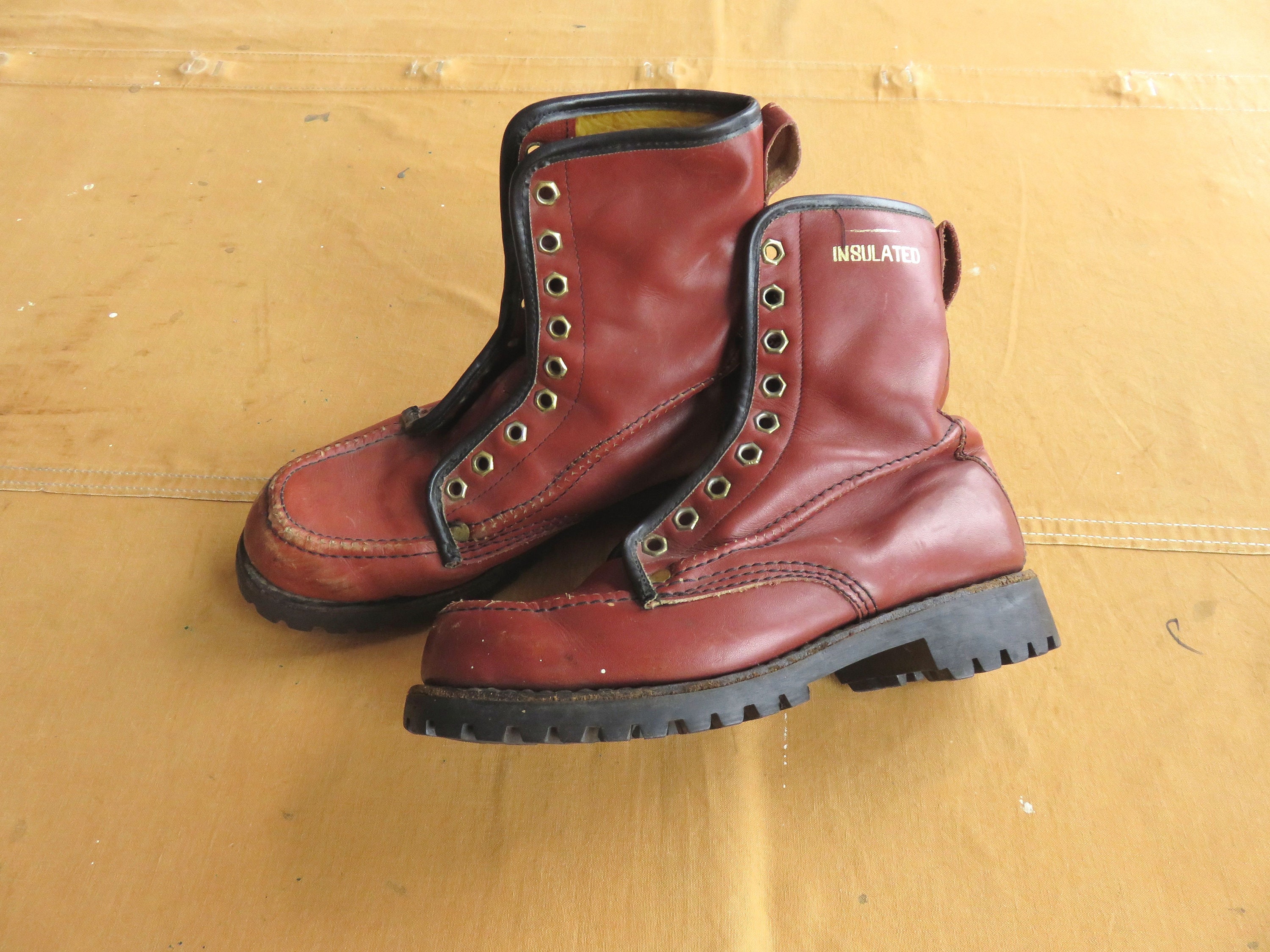 Vintage Insulated Waterproof Boots Burgundy Steel Shank Lug Sole Mens 8 Korea The 9 Best Men main image 2
