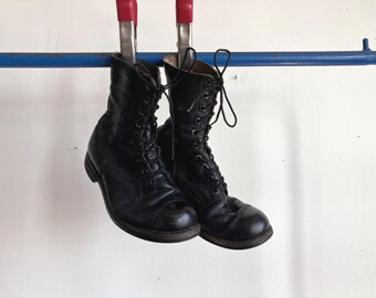 Men's 10 / 10.5 60s US Army Combat Boots / 1960s Leather Work Military Distressed