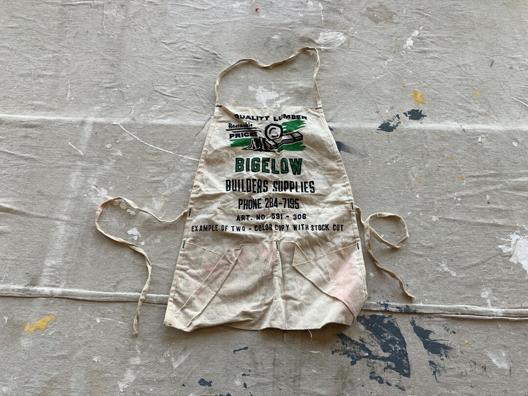 Vintage 50s Lumber Company Canvas Shop Apron / Distressed