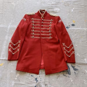 Veste de fanfare en laine des années 40/50/années 40, 50, 50, col montant, tunique rouge du régiment