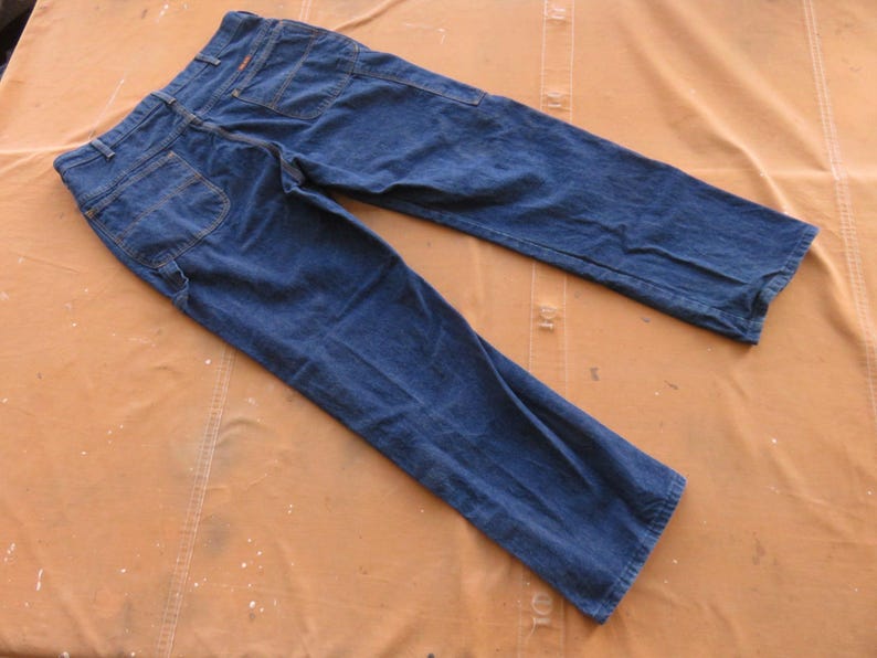 35 x 30 80s Carpenter Jeans / Dark Wash Denim Work Pants Made in USA 1980s 1990s Big Ben image 7