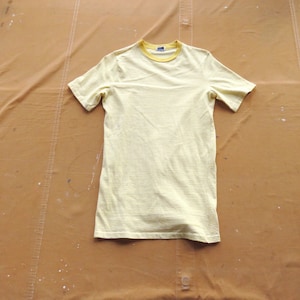 Small 60s Penney&#39;s 100% Cotton Yellow Striped T-shirt / Surfer 1960s JC Penney Cotton Tee