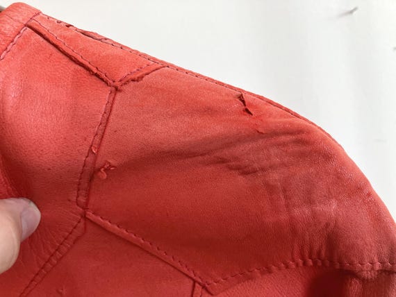 Small / Medium 80s Patchwork Red Suede & Leather … - image 12