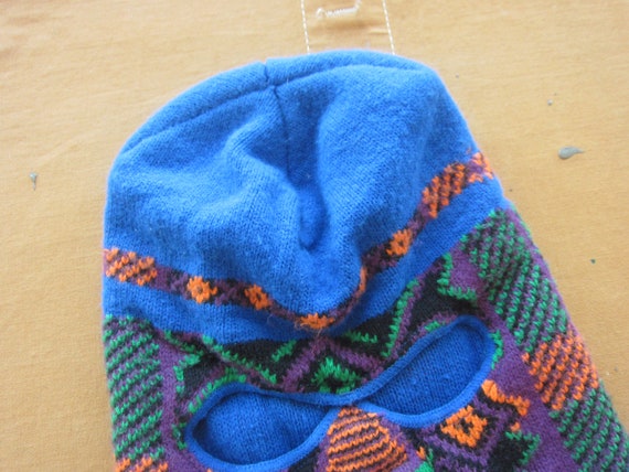 Vintage 70s Crazy Pattern Balaclava Ski Mask / 19… - image 3