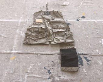 Small / Medium 60s / 70s Fly Fishing Vest / Fly Fishing 1960s Utility Tactical Multi-Pocket Vest LM Dickson