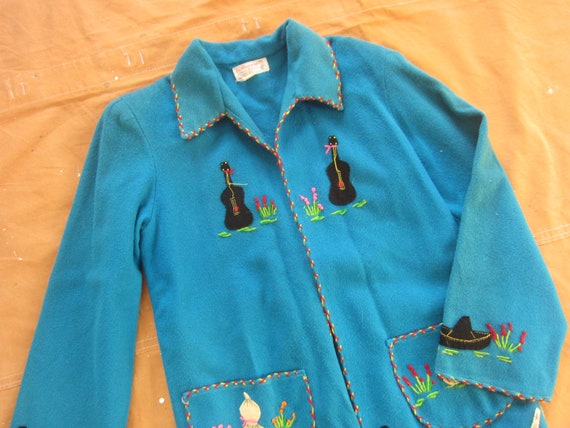 XS / Small 40s Mexican Wool Souvenir Jacket / La … - image 7