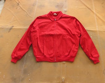 Large / XL 60s Red Canvas Sport Jacket / Lightweight 1960s Etonic 