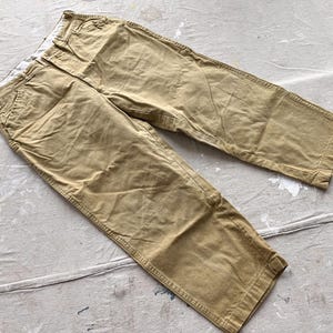 34 Waist 50s / 60s Chino Canvas Hunting Trousers / 1950s 1960s Chinos Work Pants Double Knee Cotton brown Duck