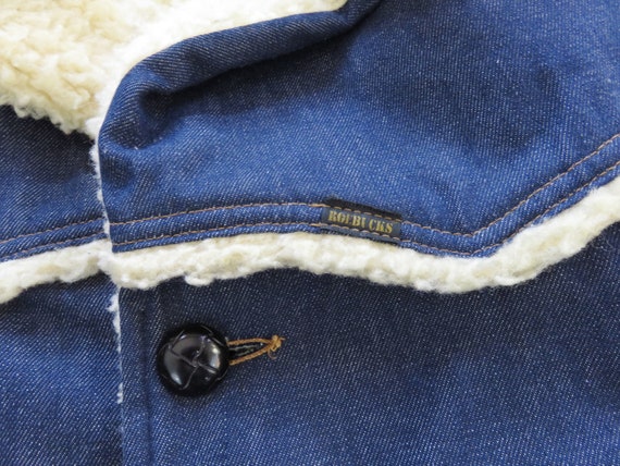 Large 70s Roebucks Denim Rancher Coat / Sherpa Li… - image 4