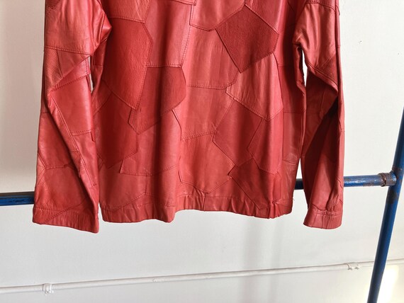 Small / Medium 80s Patchwork Red Suede & Leather … - image 7