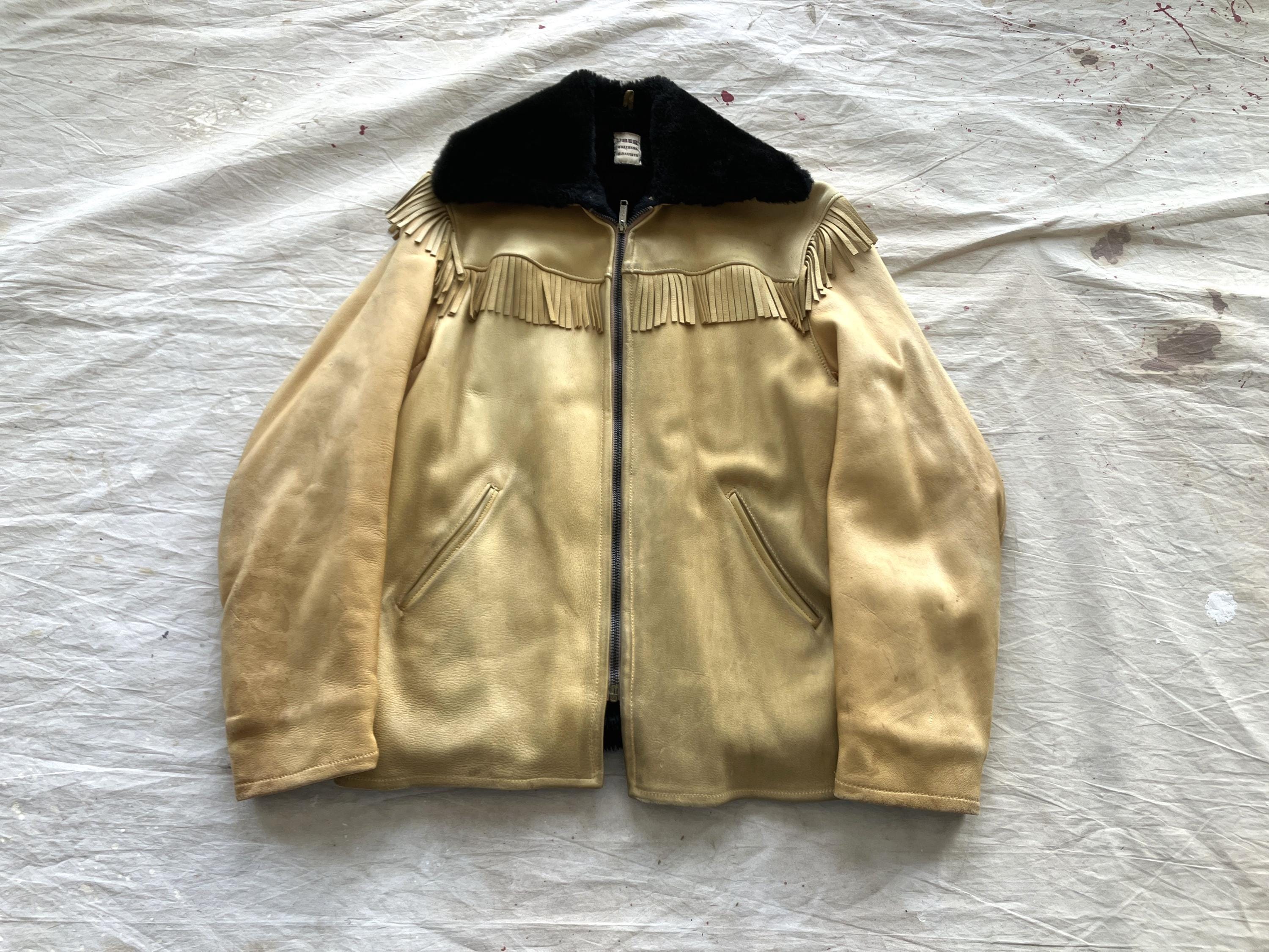 Large / Size 42 70s Buckskin Leather Fringe Jacket / Uber Owatonna