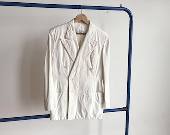 XS / Size 34 to 36 30s Palm Beach Sport Coat / White Cream 1930s Men's Jacket