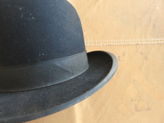 Antique 10s / 20s Stetson Bowler Hat / Black Felt… - image 5