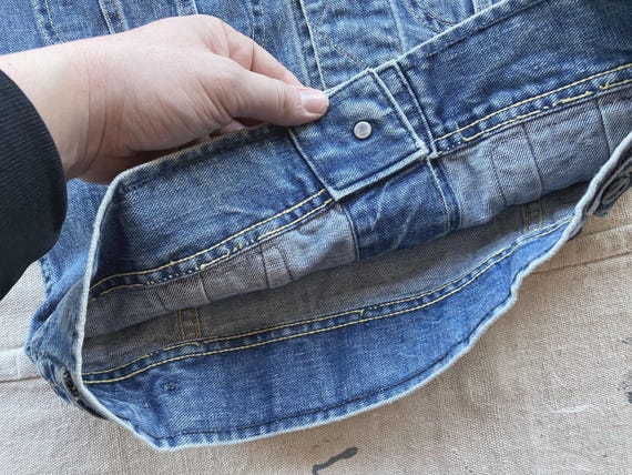 Small 60s / 70s Lee Patched Biker Denim Vest / Cu… - image 7