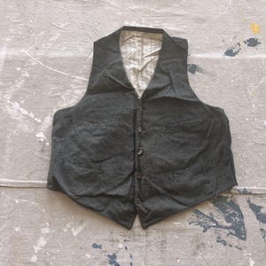 Medium 20s / 30s Checked Gray Wool Vest / Waistcoat Suit Vest 1930s 1920s Striped Button Front