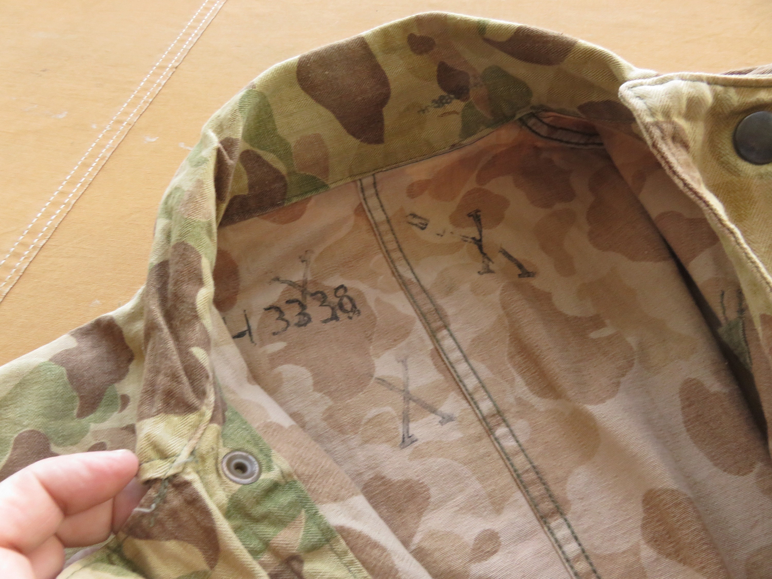 Large 40s US Army Frogskin Camouflage Coveralls / 1940s WW2