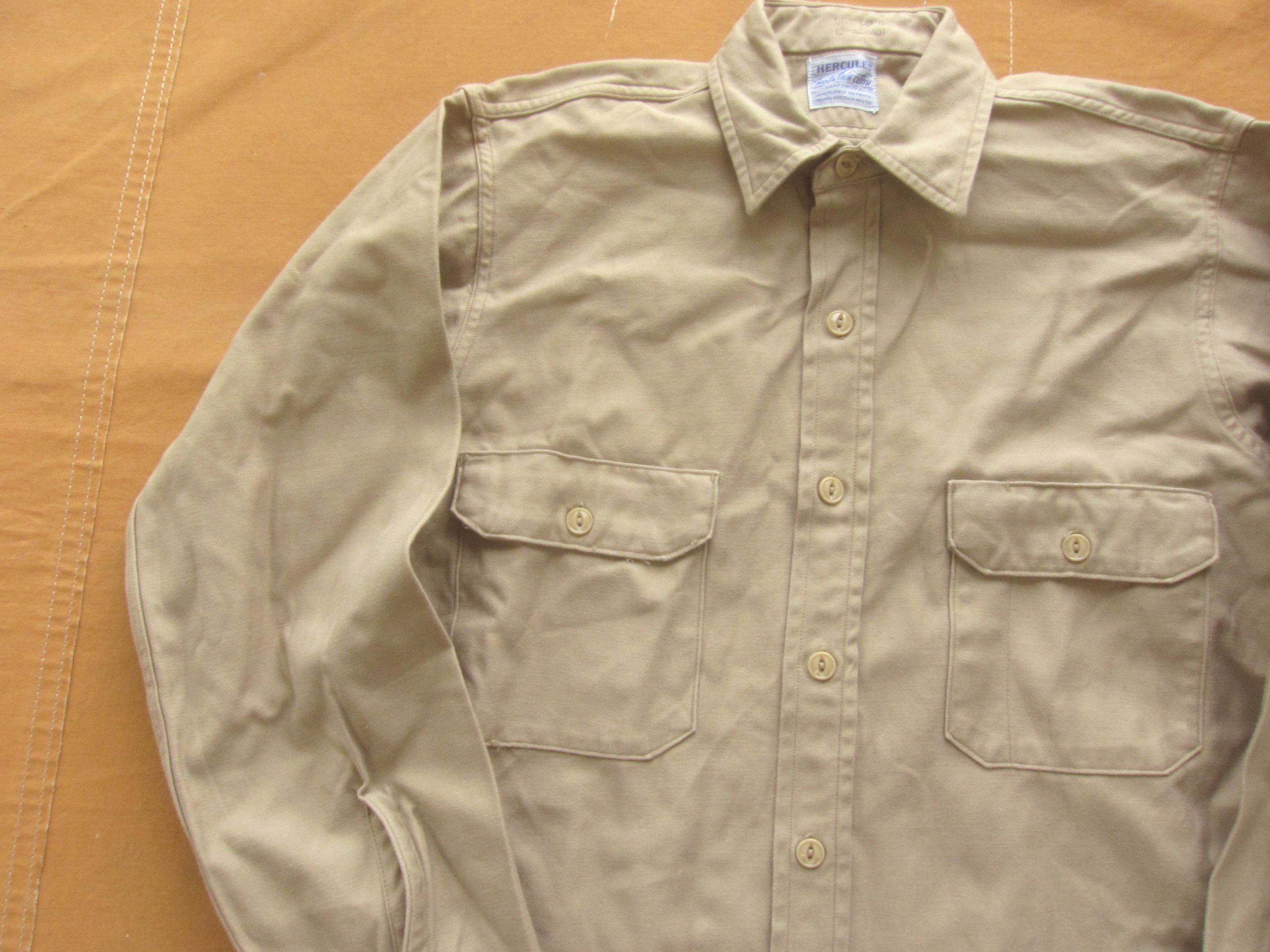 Small 50s Hercules Khaki Mountain Cloth Work Shirt / 1950s Small 50s Hercules Khaki Mountain Cloth Work Shirt / 1950s
