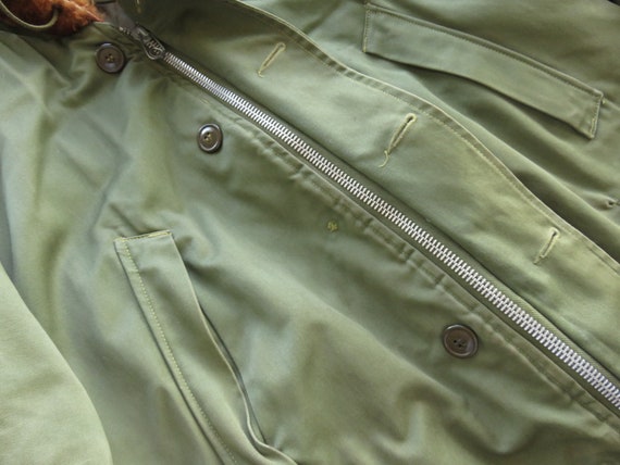 Large / XL 50s Army Style Parka Jacket / Hooded F… - image 4