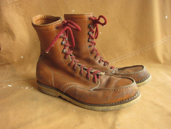 Men's 12 70s / 80s Moc Toe Work Boots / 1970s 198… - image 1