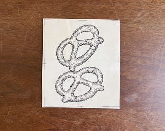 Antique 1920s Original Pen & Ink Advertising Drawing Pretzel Flour Packaging Design