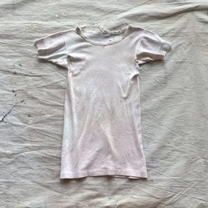 XS 40s Destroyed Cotton White T-shirt / 1940s Ribbed White Binder Neck Cotton Undershirt Frayed Faded Stains Holes Trashed Distressed