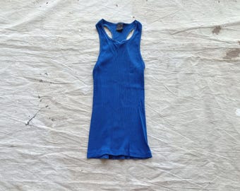 Small 80s Solid Color Tank Top Undershirt / Ribbed 1970s Royal Sleeveless Undershirt