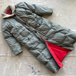 Grand / XL Années 80 pour femme, Long manteau en duvet Eddie Bauer / Duvet d'oie matelassé Isolé Années 80, Années 70, Sac de couchage Manteau Veste