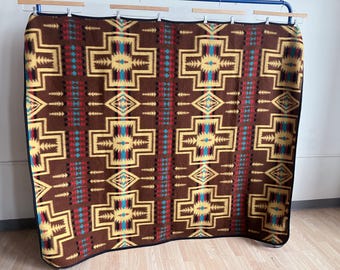 Vintage Pendleton Beaver State Shawl Blanket / Red Blue Wool