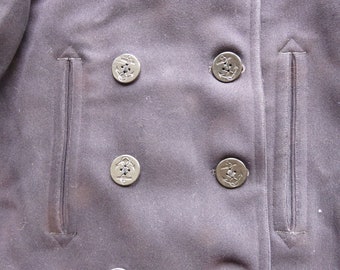 XS 40s / 50s US Coast Guard Peacoat / Corduroy Pockets Chinstrap