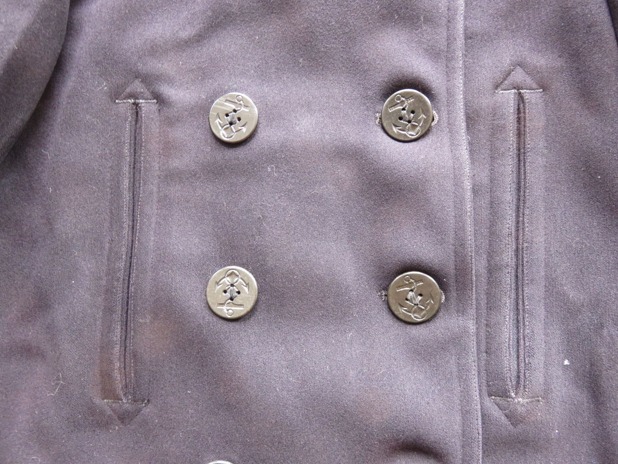 XS 40s / 50s US Coast Guard Peacoat / Corduroy Pockets Chinstrap
