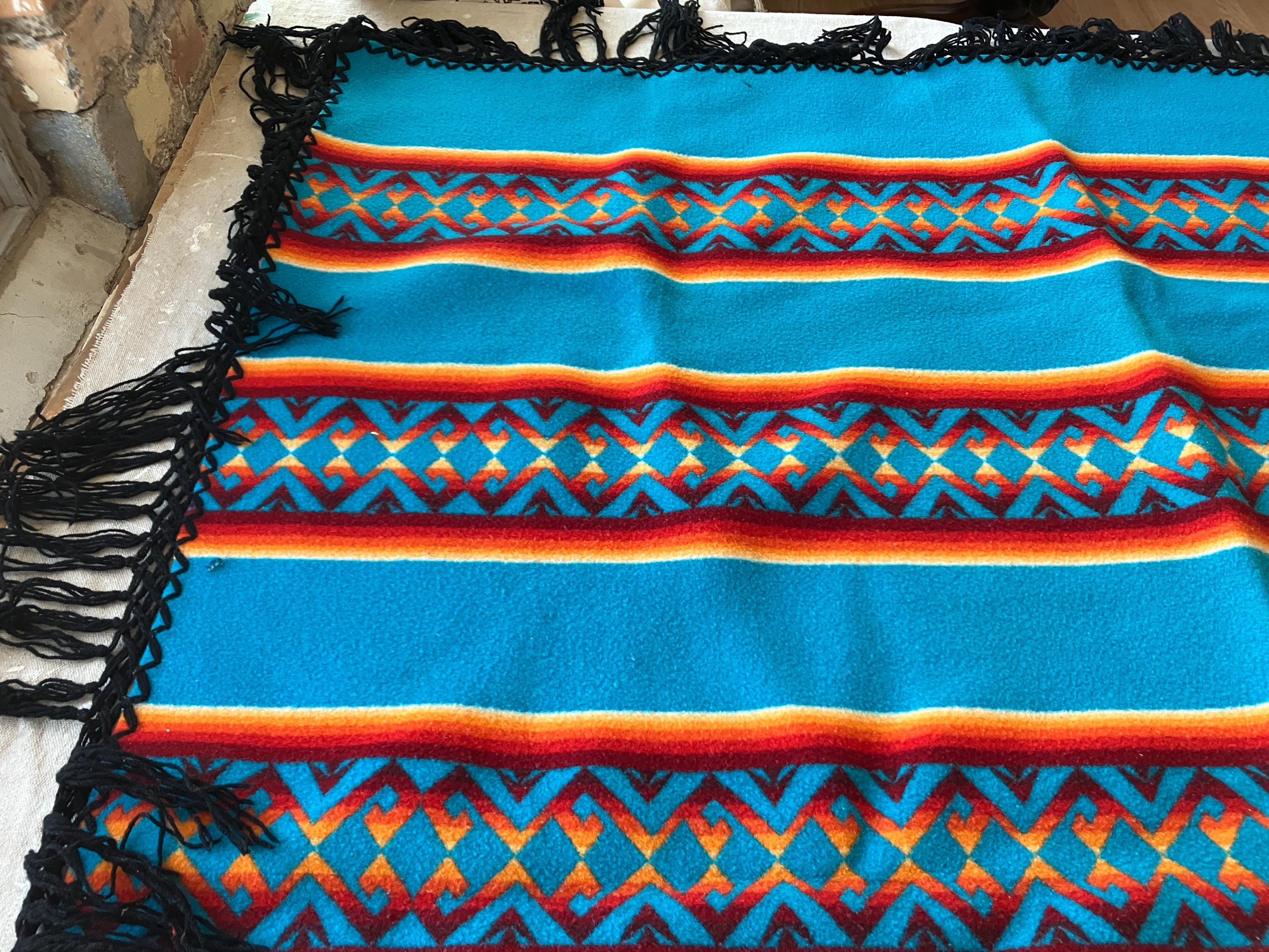 Vintage Pendleton Beaver State Shawl Blanket / Red Blue Wool