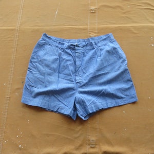 36 Waist 60s Chambray Buckleback Shorts / McGregor Chutney 100% Cotton Blue Lightweight 1960s Men&#39;s Shorts