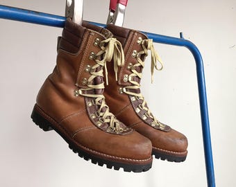 Men's 12 80s Mont Blanc Leather Hiking Boots / Lug Soles Mountaineering Work Boot