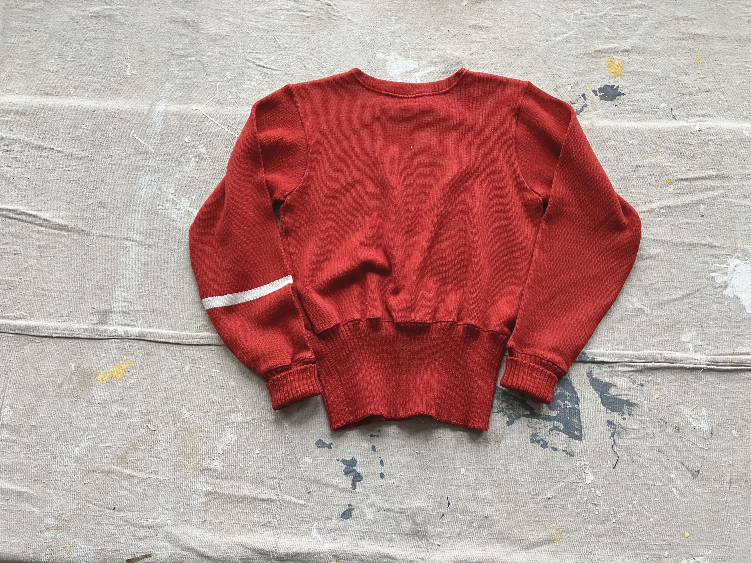 Small / Medium 40s Wilson Wool Athletic Sweater / Cropped 1940s Sportswear Jersey Wide Waistband Rib Knit Sweater Small / Medium 40s Wilson Wool Athletic Sweater / Cropped 1940s Sportswear Jersey Wide Waistband Rib Knit Sweater