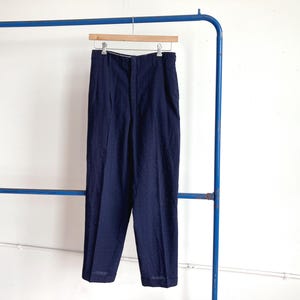 31 x 32 50s Atomic Flecked Blue Pants / Lightweight Men's Pleated Trousers 1950s