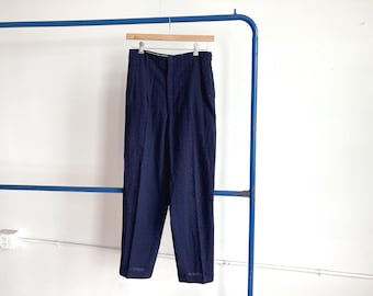 31 x 32 50s Atomic Flecked Blue Pants / Lightweight Men's Pleated Trousers 1950s