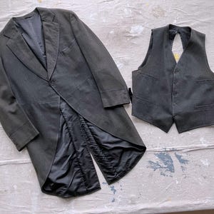 Medium / Size 42 30s Morning Coat & Vest / Morning Suit Cutaway Coat 1930s Formal Menswear One Button
