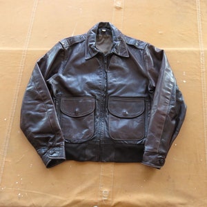 Small 70s / 80s Leather Bomber Jacket / A2 Style Flight Jacket 