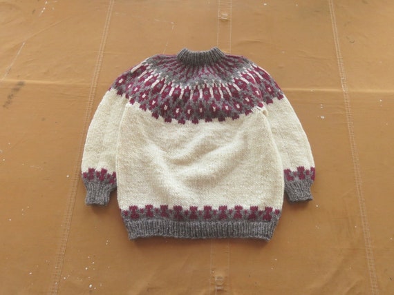 Small 80s / 90s Fair Isle Wool Sweater / Handmade… - image 1