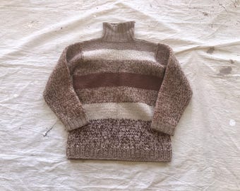 ◎ Vintage wool 100% Fisherman knit cream VINTAGE CLASSIC CREAM 100% WOOL HAND MADE FISHERMAN KNIT