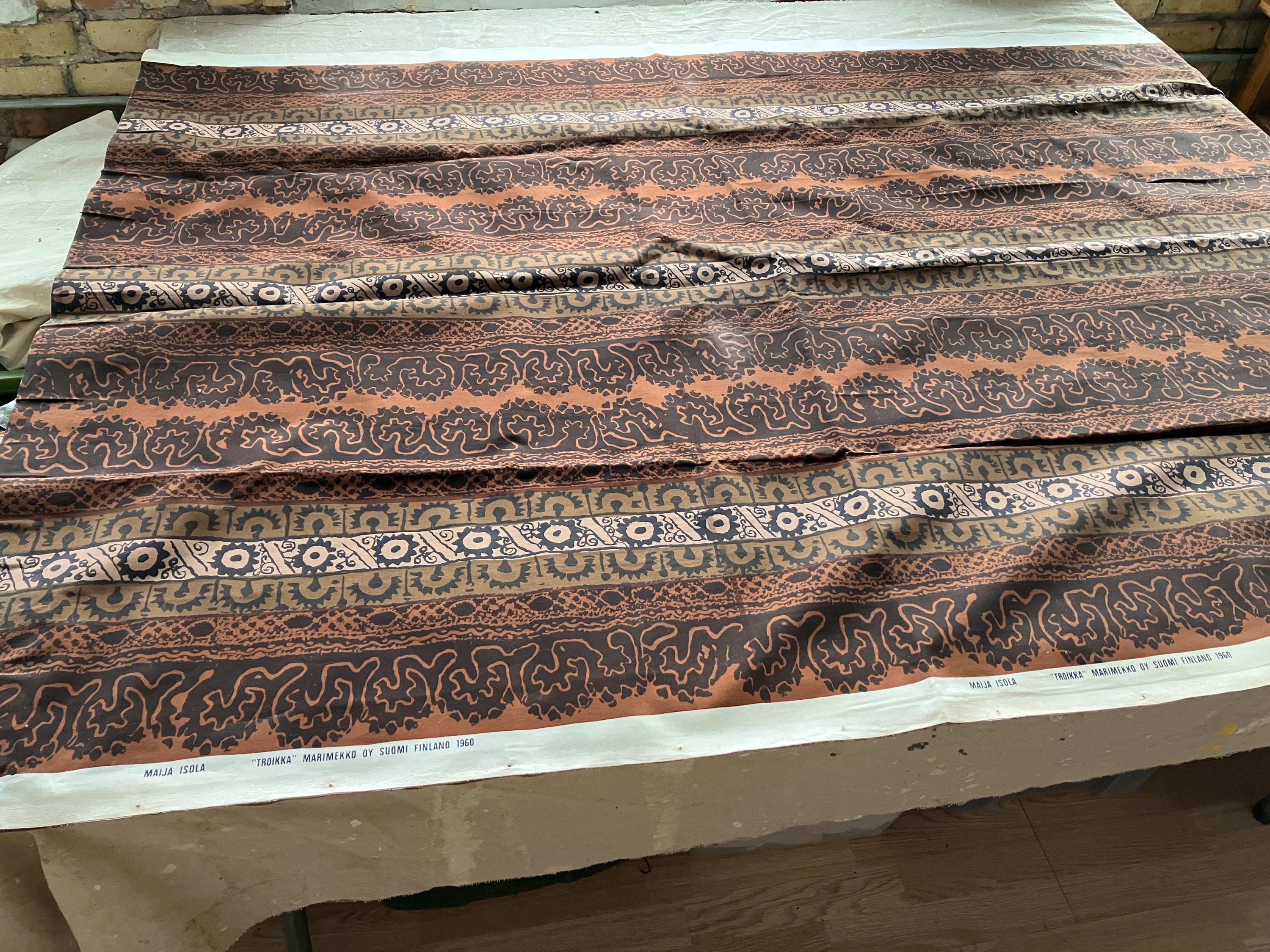 Vintage 60s Marimekko Fabric Wall Hanging / Mid Century Troikka