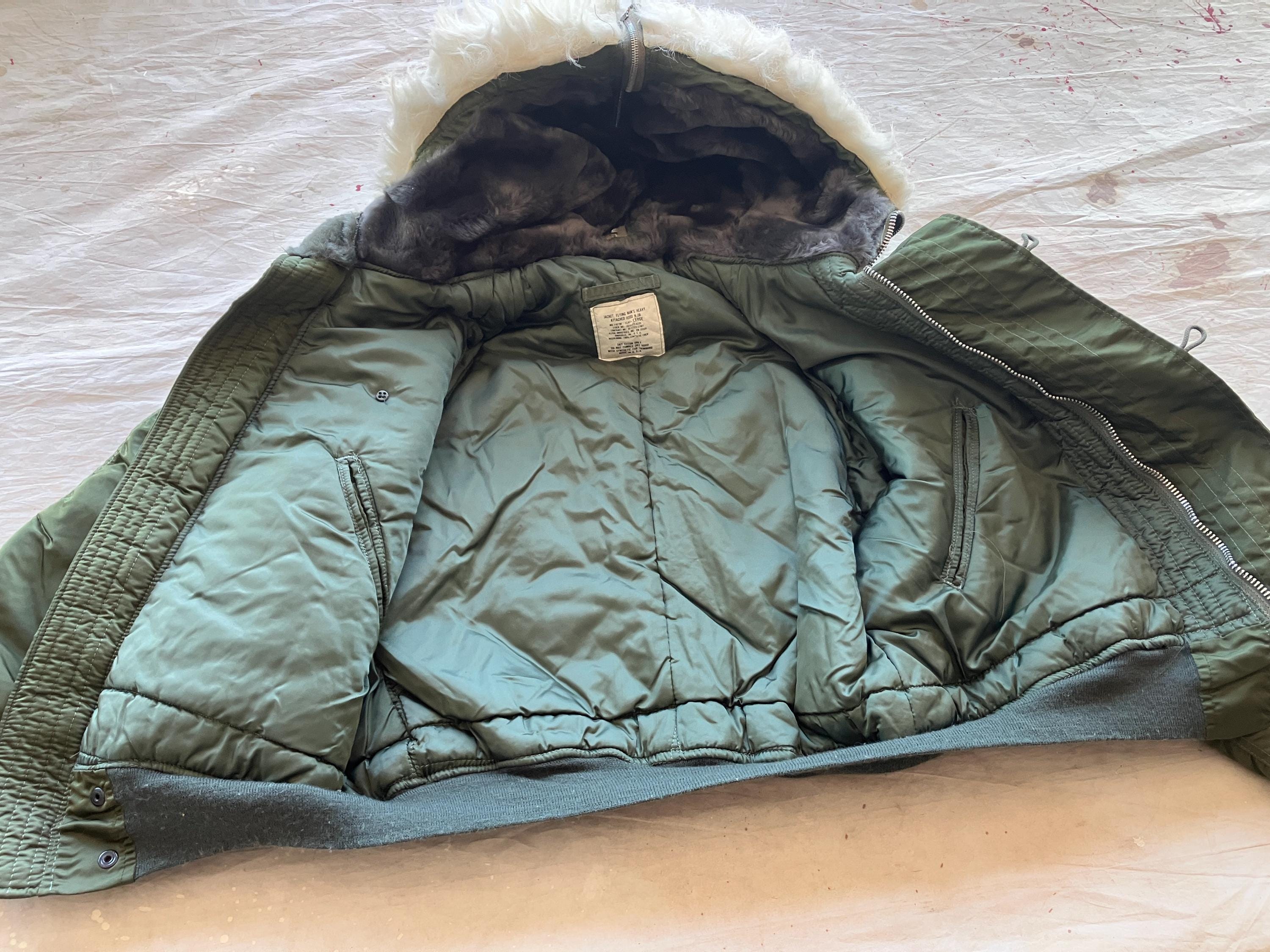 Large 80s N-2B Flight Jacket / Split Hood Cropped Parka Army Air